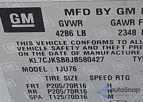 2018 Chevrolet Trax Ls z USA, uszkodzony, nr VIN KL7CJKSB8JB580427